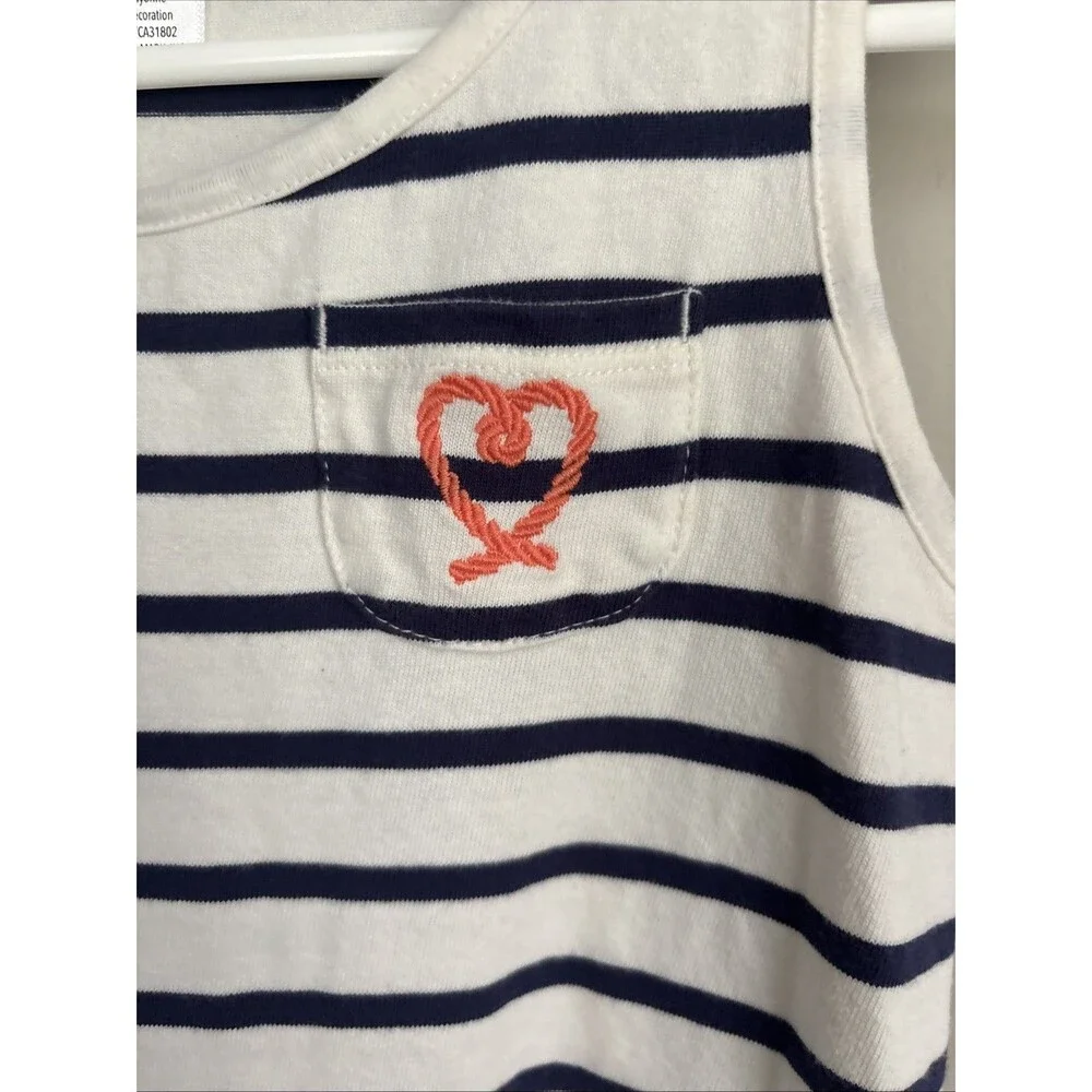 Gymboree Girls sz 8 Cute on the Coast Navy Striped Ruffle Dress Nautical